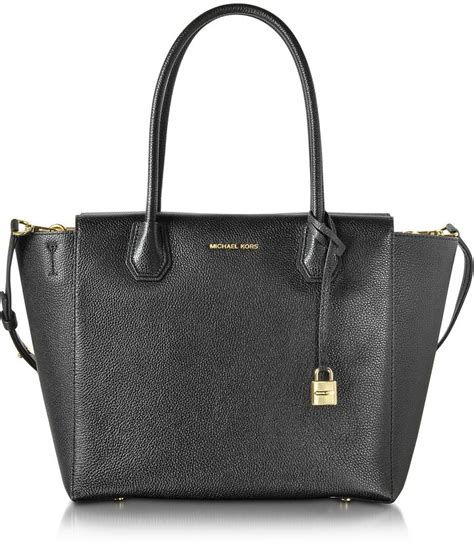 michael kors mercer large black bonded pebbled leather satchel|michael kors emilia medium satchel.